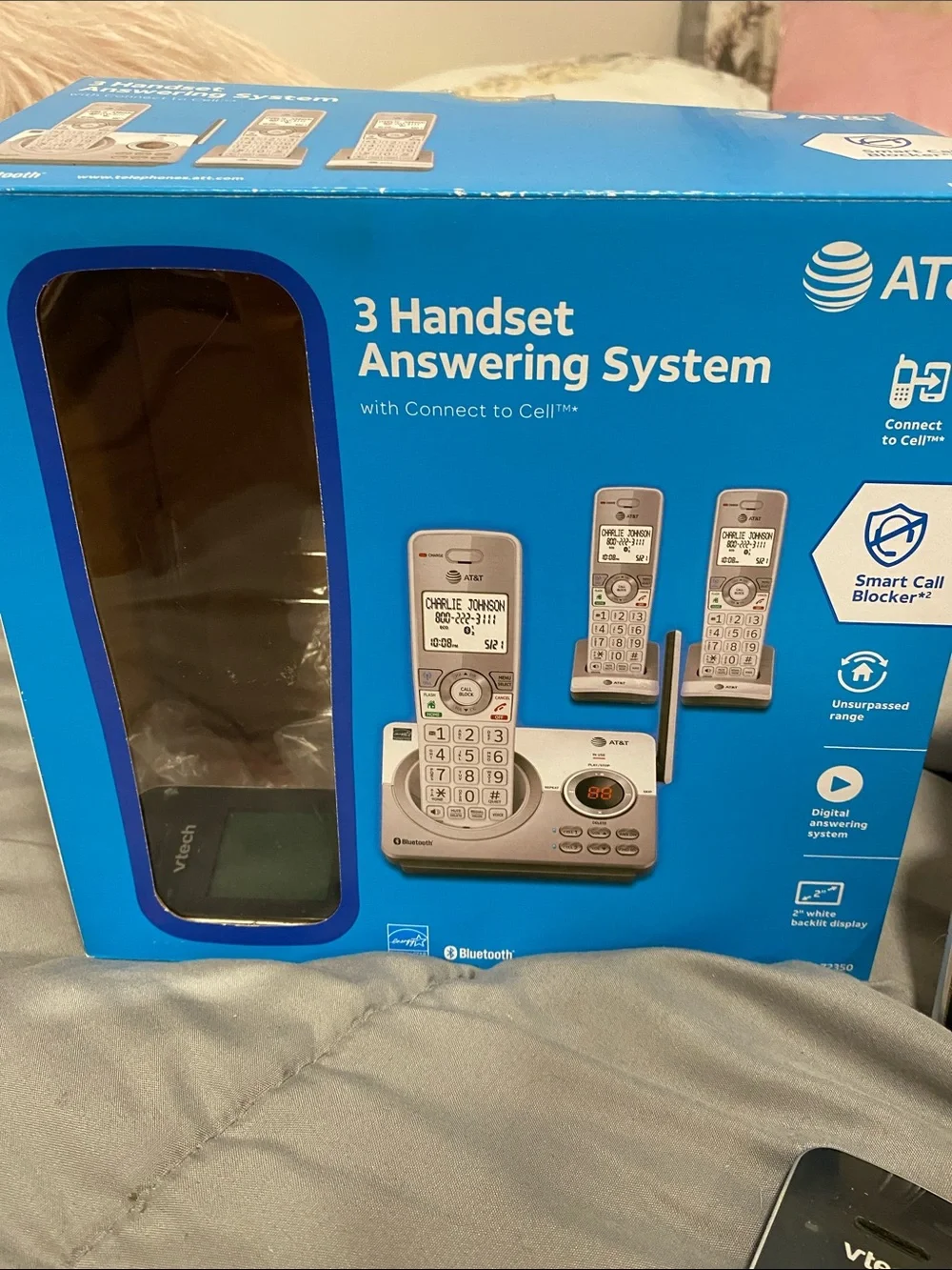 VTech 3-Handset Cordless Phone System with Bluetooth - Black
